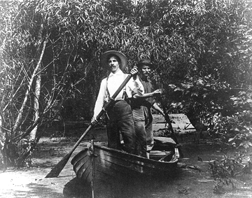 Two researchers in a boat